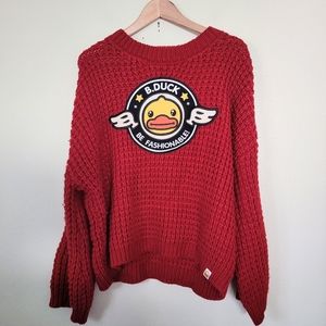 B.Duck knit red oversized sweater S